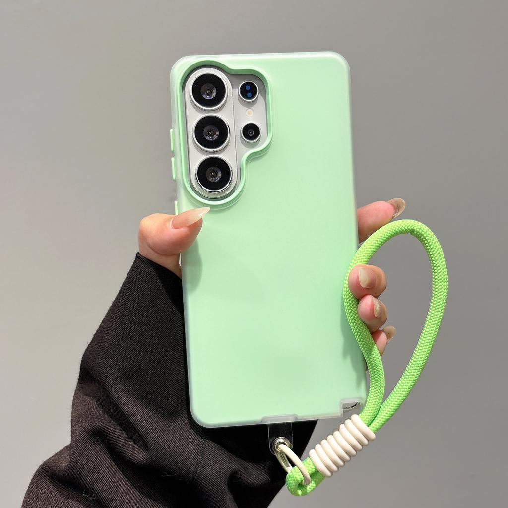 2 In 1 Candy Color Lanyard Case for Samsung Galaxy S26 Ultra S25 S24 S22 Plus S23 FE A55 A56 A57 A16 Matte Wrist Strap Cover