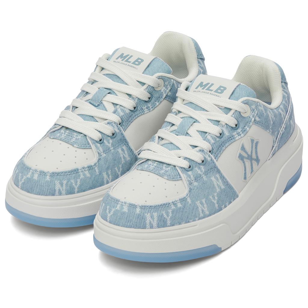 New MLB New York Yankees Anti Slip Wear Resistant Low Top Skateboard Shoes Unisex Blue 3ASXS015N-50BLS