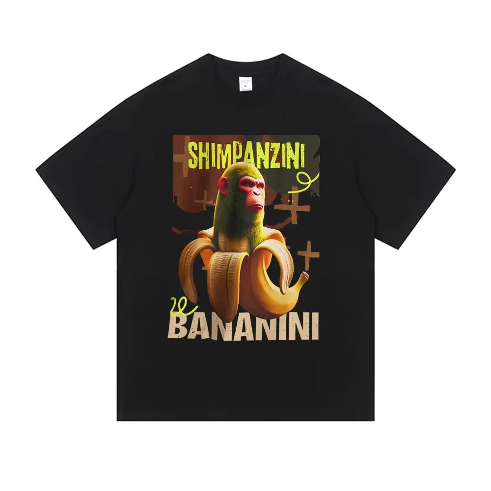 Shimpanzini Bananini Funny Banana Monkey Meme T-shirt Men's Women Casual Cotton Vintage T Shirts Male Fashion Humor Short Sleeve