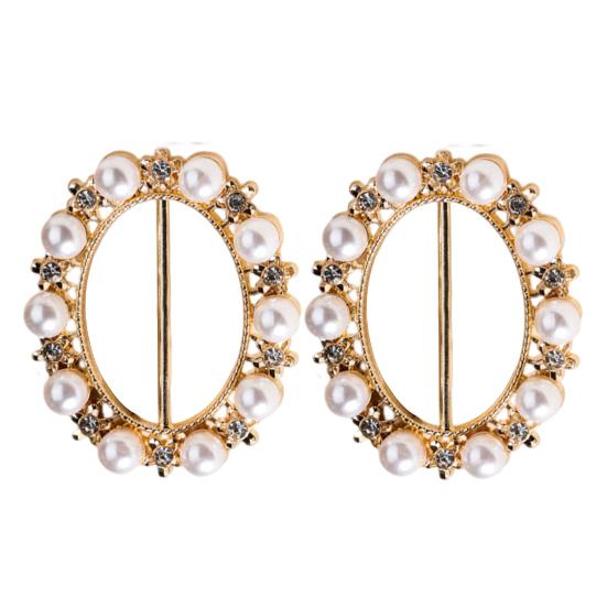 

1 пара зажимов для футболок из сплава, пряжки для одежды, верхние кольца, форма цветка бабочки, противоскользящие, антикоррозийные, искусственный жемчуг, декор со стразами, застежки-узлы для футболки E