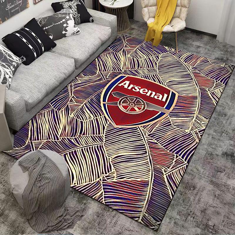 Tappeto con Design del Logo dell'Arsenal e Sfondo con Motivo Astratto di Foglie Adatto per l'uso come antiscivolo per soggiorno, camera da letto, divani