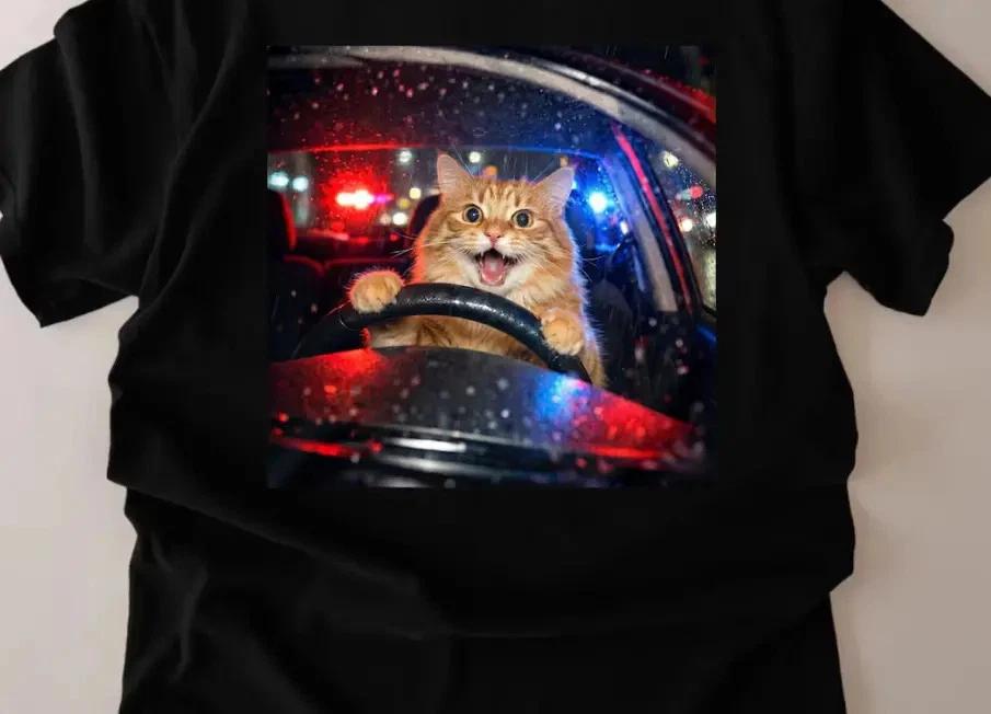 Funny Cat T-Shirt - Vintage Cat Memes Graphic Tee,Sarcastic Shirt Meme Shirt M