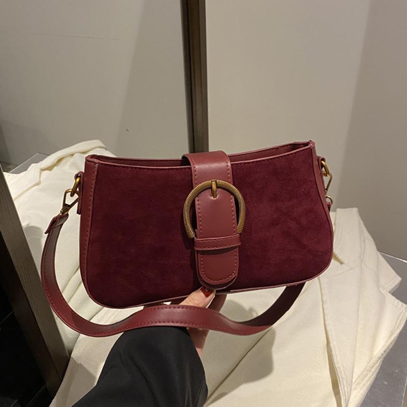 Høst og Vinter Dame Lett Ensfarget Liten Skulderveske Chic PU Lær Gullfarget Maskinvare Firkantet Underarmsveske