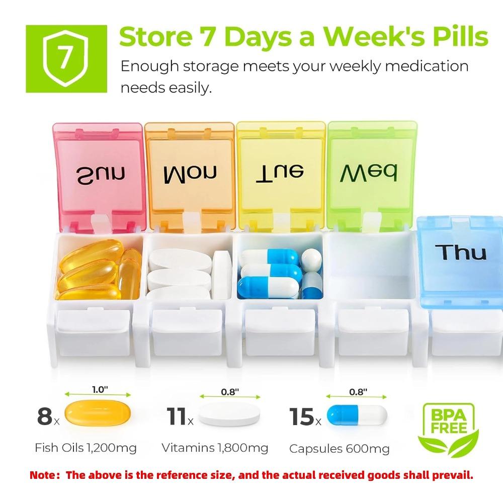 New Hot Premuim Rainbow Weekly Pill Organizer Box 1 Time A Day Daily 7 Day Pill Case Storage for Vitamin Fish Oils Supplements