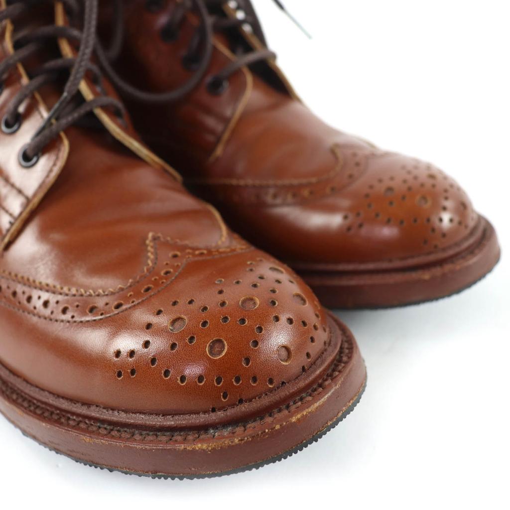 Great Tricker's boots Moulton Wingtip Country Boots Leather Brown Women L5780 Used