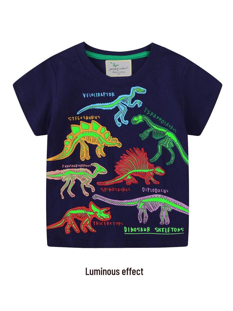 Luminous Dinosaur Boys' Cartoon Short-Sleeve T-shirt
