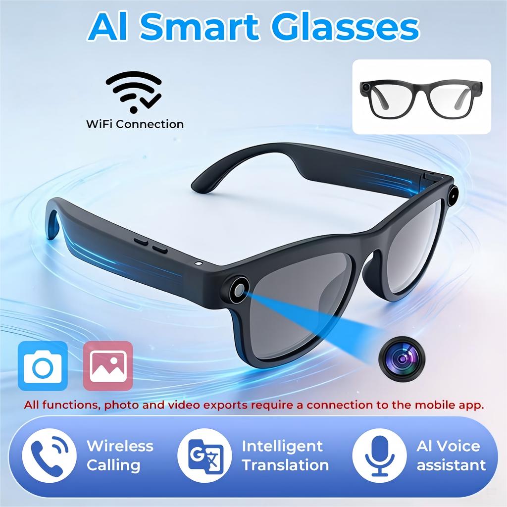 Neue Multifunktionale Smarte Kamera Brille Modische Brillen TR Flexibles Material Dual-Mikrofon Geräuschunterdrückung Echtzeit App Übersetzung Musik Wiedergabe