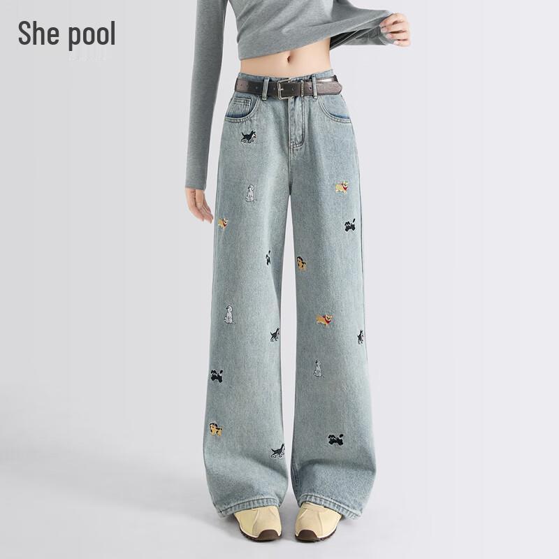 

Shechi Women s Embroidered High-Waist Straight-Leg Jeans M