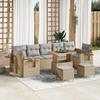 vidaXL 10-Piece Garden Sofa Set with Cushions Beige Poly Rattan Acacia, Dining Set 3365112