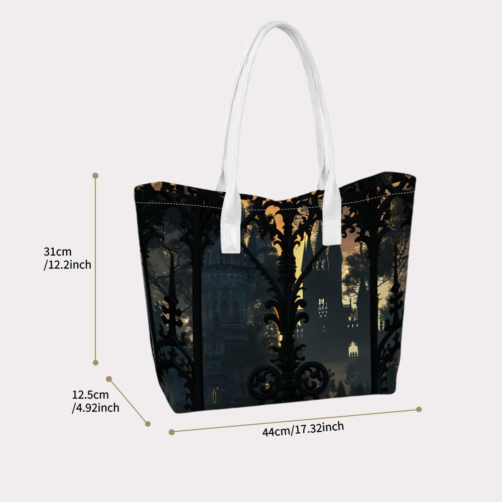 Gothic Pattern Tote Bag Vintage Fashion Portable Shoulder Bag for Daily Use