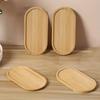 3pcs Oval Bamboo Tray - Multi-Purpose Solid Wood Plates for Tea, Makeup & Small Potted Plants, Decorative Storage Box with Lid