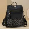 Patchwork Backpack Women's Leopard Print Backpack Large Capacity Schoolbag