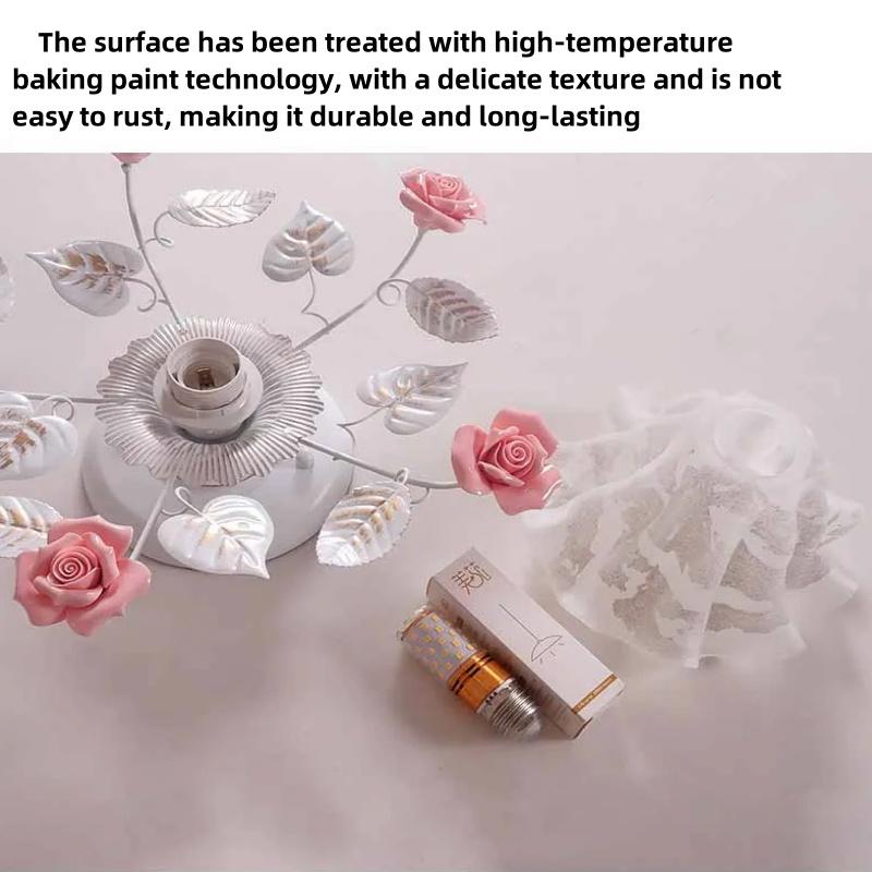 Japanese Pastoral Ceiling Lights Rose Wrought Iron Flower Lamp Porch Aisle Mount Ceiling Lamps Kitchen Home Lighting 110-265V