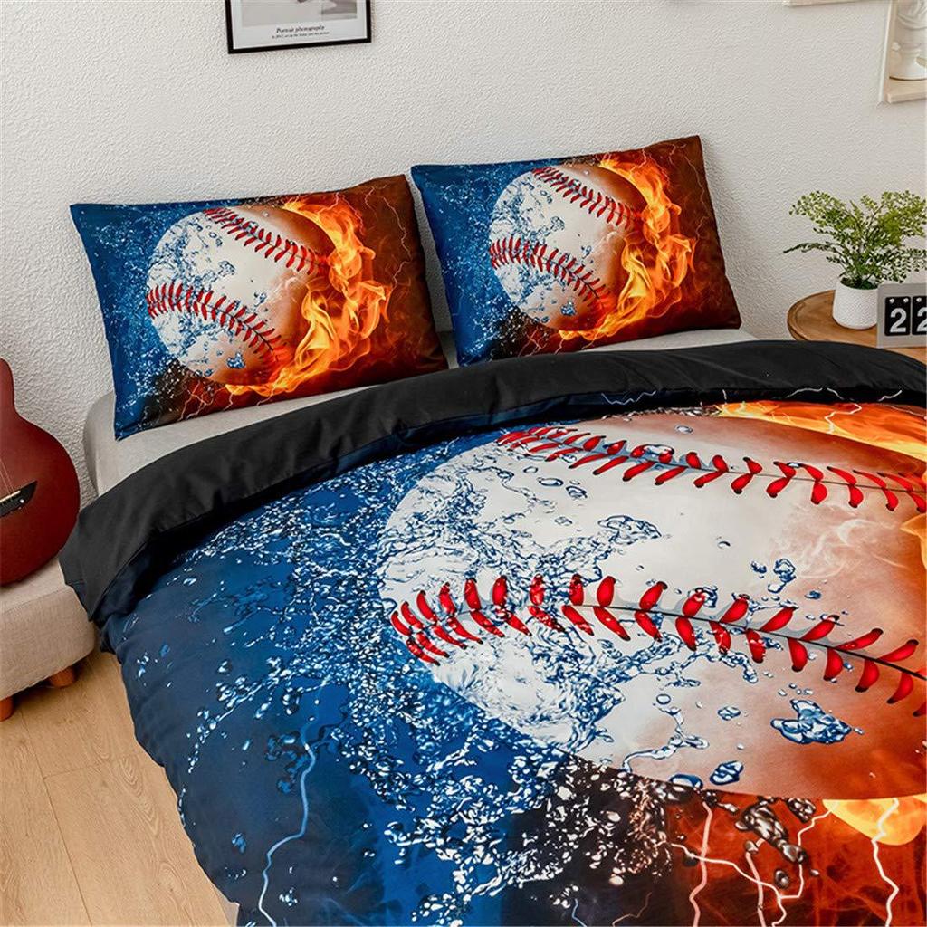 Sports Style Baseball Three-piece Quilt Cover 3D Digital Printing Bedding Set Bed Cover