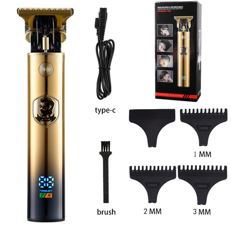 LCD Display Oil Head Hair Clipper Lithium Battery Silent Rechargeable Carving Head Washable Electric Pusher