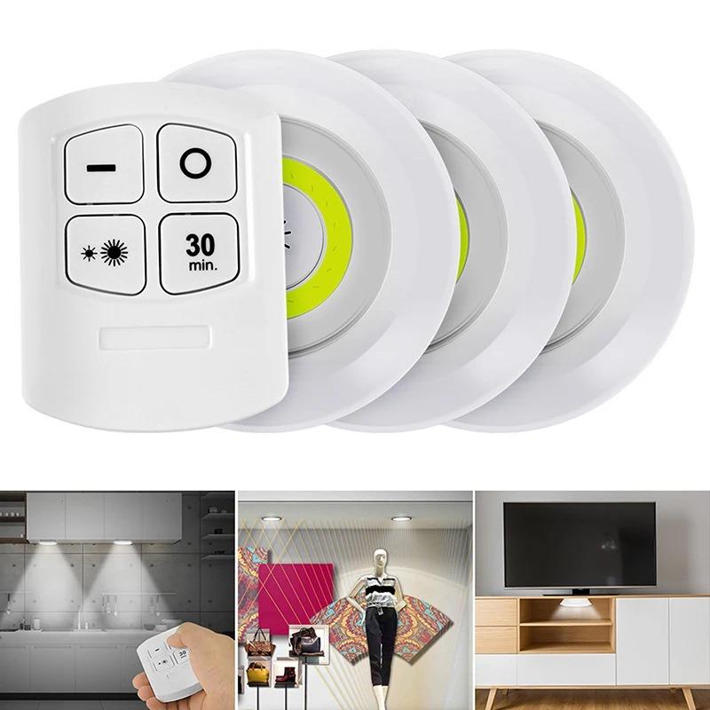 6pcs Dimmable LED Under Cabinet Light with Remote Control Battery Operated LED Closets Lights Wardrobe Bathroom Lighting Night Light