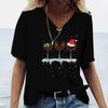 Weihnachts- Weinglas Muster Druck Damen V-Ausschnitt T-Shirts Lässiger Kurzarm Pullover T-Shirt Mode Oberteile Damen T-Shirts Kleidung