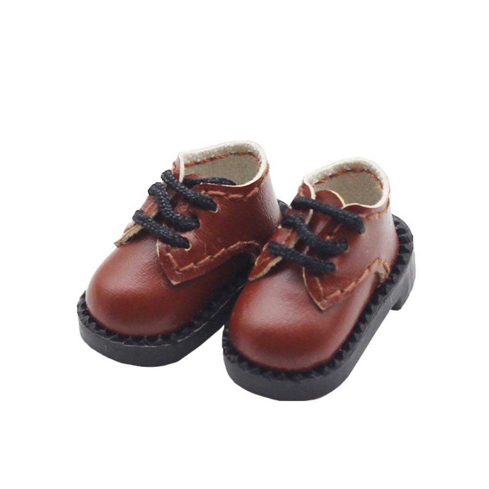 1Pair Round Toe Doll PU Leather Shoes PU Leather BJD Doll PU Shoes 1/12 Bjd Doll Shoes  Kids Gifts коричневый