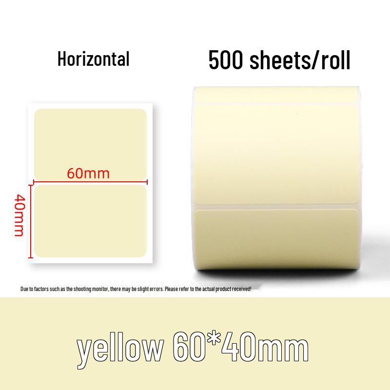 Multi-Color Waterproof Thermal Label Stickers for Milk Tea Shops (40x30mm, 60x40mm) - Yellow, Red, Blue, Self-Adhesive