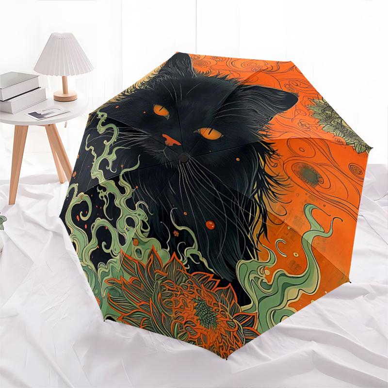 

1pc Black Cat s Journey Fashion Automatic Opening and Closing Cartoon Umbrella - Suitable for Various Occasions, Outdoor Activities, Lightweight