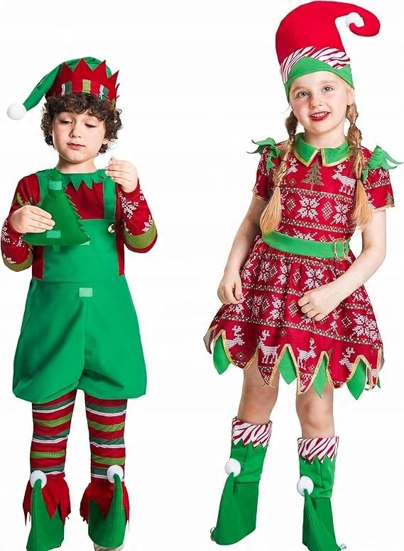Santa Claus elf costume Christmas carnival disguise 8-10 years old ikali