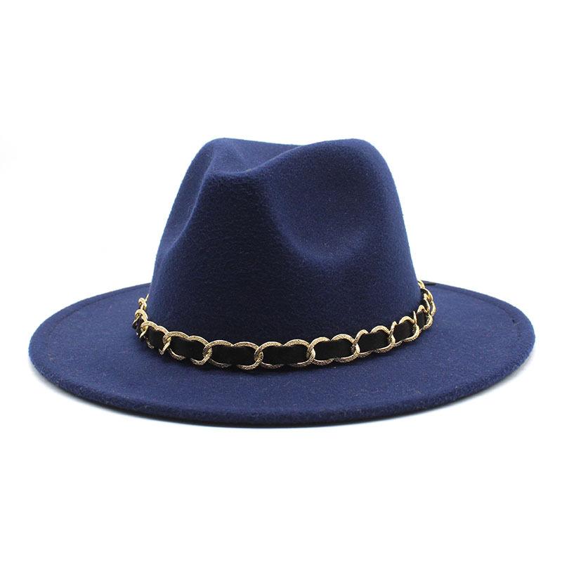 British Jazz Hat Men'S And Women'S Wool Hat Simple Felt Big Eave Hat Tide Flat Edge Hat