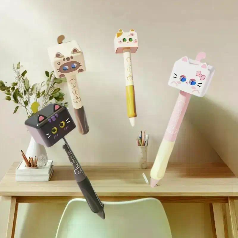 1/4Pcs Cute Cat Gel Pen 0.5mm Black Ink Smooth Ballpoint Pen Stress Relief Quick Drying Neutral Pen School Office