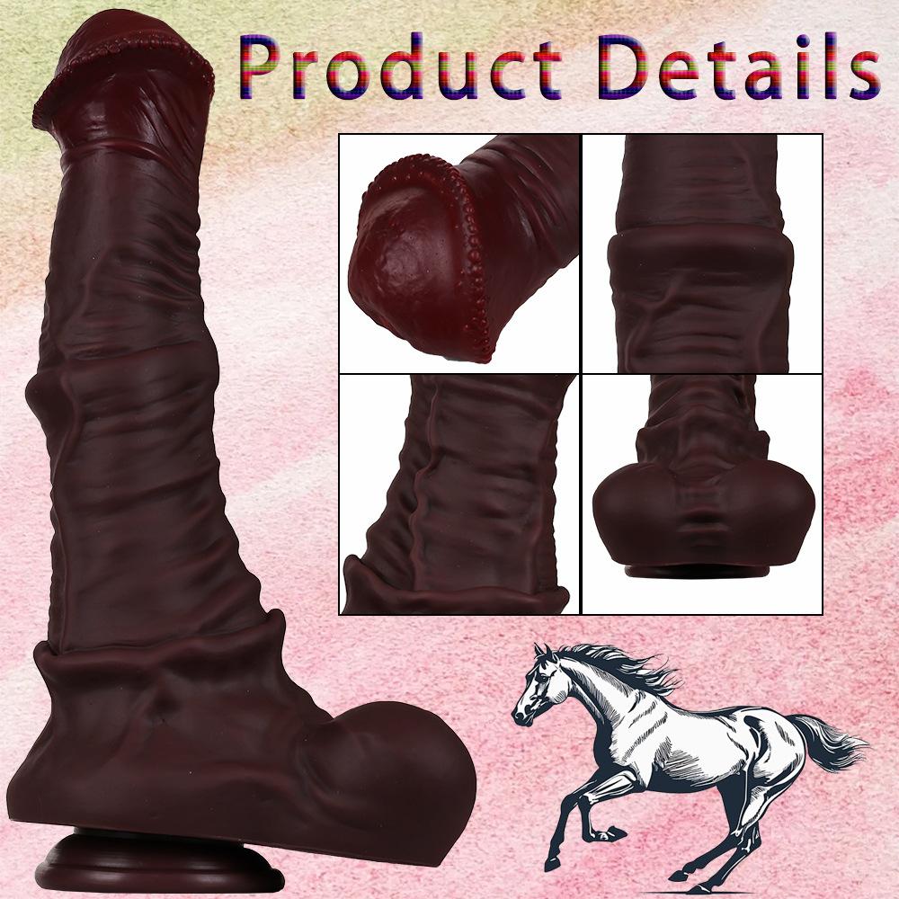 Alien Horse Sling Plus Large Soft Silicone Brown Simulation Horse Penis Female Masturbation Harem Adult Sex Toy