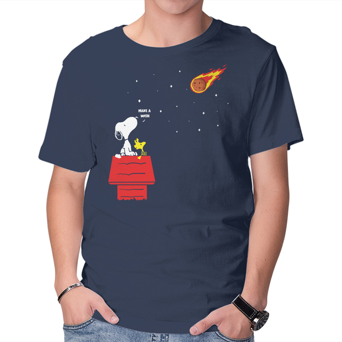 Unisex Crew Neck T-Shirt Make A Wish Graphic Short Sleeve Casual Tee S