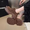 Platform loafers women's 2025 autumn new fashionable versatile simple British style lace-up round head casual small single shoes