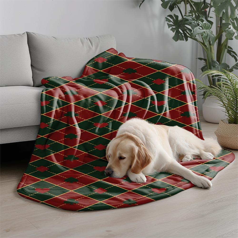 Argyle Pattern Blanket Microfiber Flannel Cover Blanket Bedroom Living Room Sofa Soft And Comfortable Home Decoration