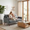 2 Seater Sofa Loveseat Sofa With Spring Cushions Wide And Deep Seat Wood Legs Grey