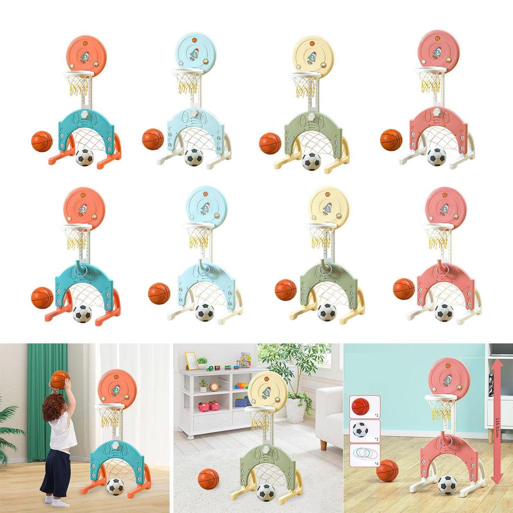 Adjustable Kids Basketball Hoop And Soccer Set for Active Play Indoors