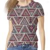 Summer Round Neck 3D Ethnic Geometric  Print Top Fashionable Casual Short Sleeved Women's T-shirts