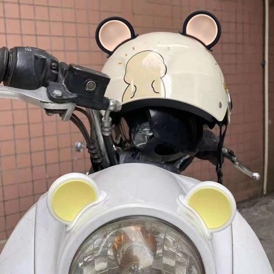 1 Pair Motorcycle Helmet Ear Decoration Adhesive Universal Cycling Scooter Bicycle Motorbike Skateboarding Helmet Decorative Ear Helmet Accessories