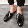 Britain Fashion New Men's White Black Half Slippers Shoes Male Tassels Casual Mules Moccasins Breathable Loafers Zapatos Hombre