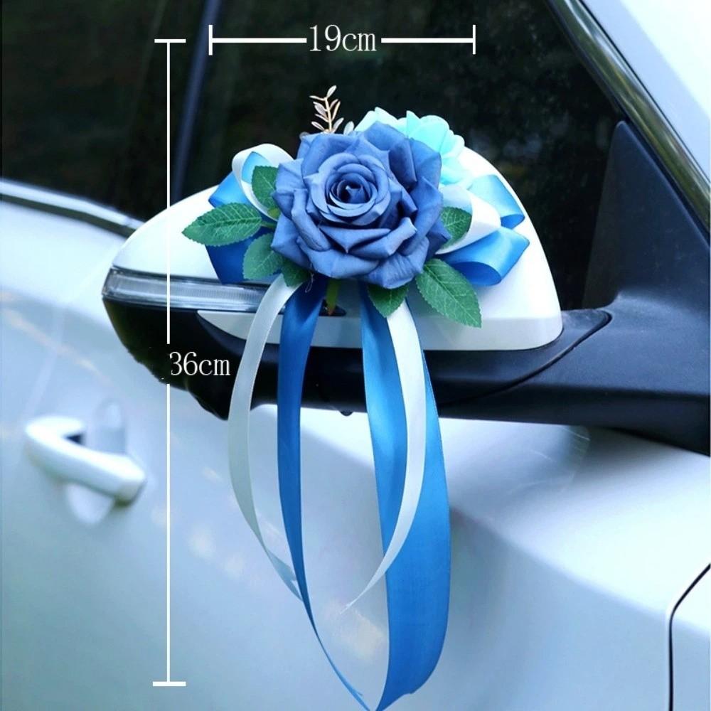Retro Bow Rearview Mirror Decoration Wedding Party Door Handle Decoration Automotive Supplies