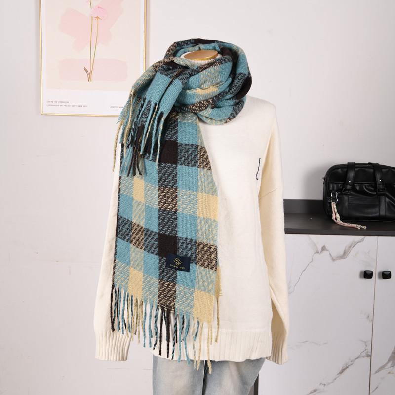 Hochwertiger Schal im koreanischen Stil mit Karomuster: Warmer, verdickter Kaschmir-ähnlicher Schal für Studenten und Paare