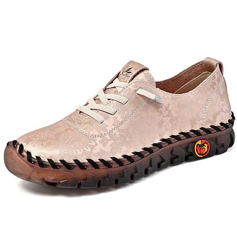 Fashion New designer oxford shoes split leather woman lug sole anti skid flats lace up slip on shoes 43 44 women's orthopedic moccasins