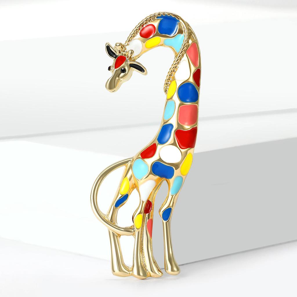 Stylish Enamel Giraffe Brooches for Women Unisex Animal Pins Friend Event Party New Gifts Jewelry Decoration Accessories