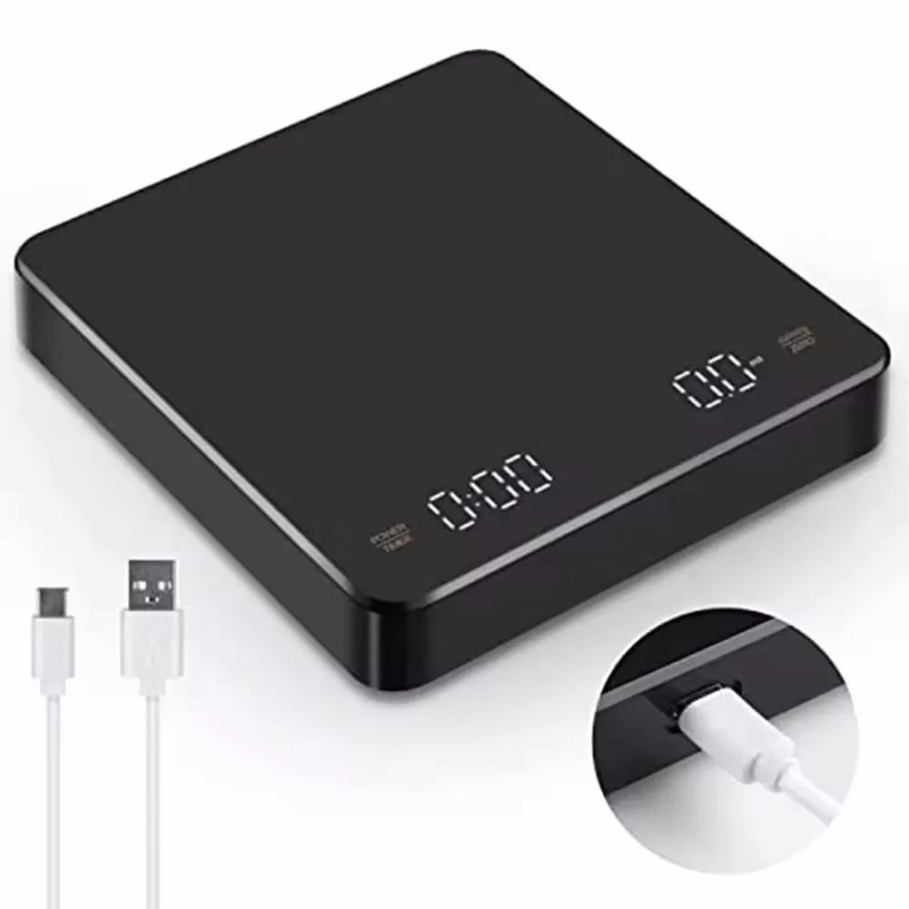 

Rechargeable Coffee Scale - 0.1g Precision, 3kg Capacity, Timer, LED Display, USB Charging for Espresso & Kitchen Use