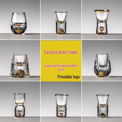 Gold Foil Shot Glass Set – Crystal White Wine Cups, Customizable with Logo