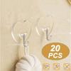 1-20Pcs Heart-shaped Transparent Stainless Steel Adhesive Hooks Bathroom Towel Clothes Storage Sticker Hooks Key Hangers Storage