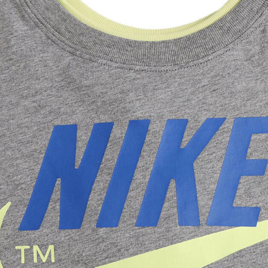 Nike Double Logo Patchwork Casual Short Sleeve T-Shirt Women Tops Grey CJ2041-091