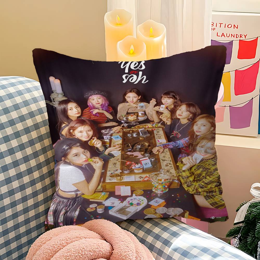 Kpop T-Twice Kudde Gåva Hemmakontor Dekoration Sovrum Soffa Bil Kuddfodral Fodral 45x45
