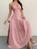 European and American Summer New Tube Top Sexy Backless Suspender Straps Seaside Vacation Casual Solid Color Neck Dress Women