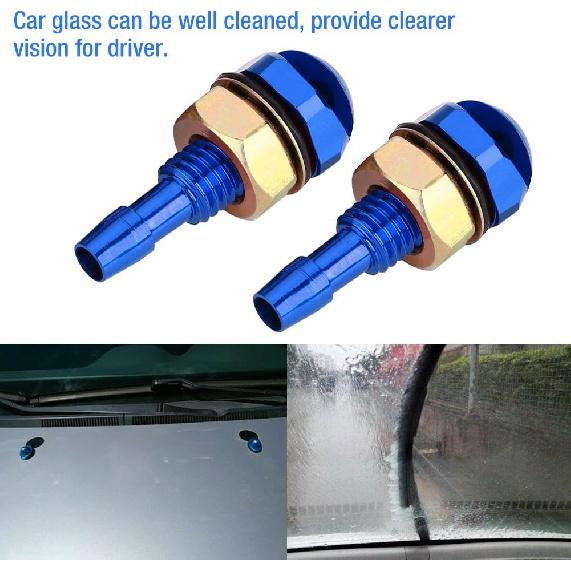 KIMISS Windshield Washer Nozzle, 2pcs Universal Aluminum Alloy Car Auto Front Windshield Sprayer Washer Nozzle(Blue) windshield washer heavy duty