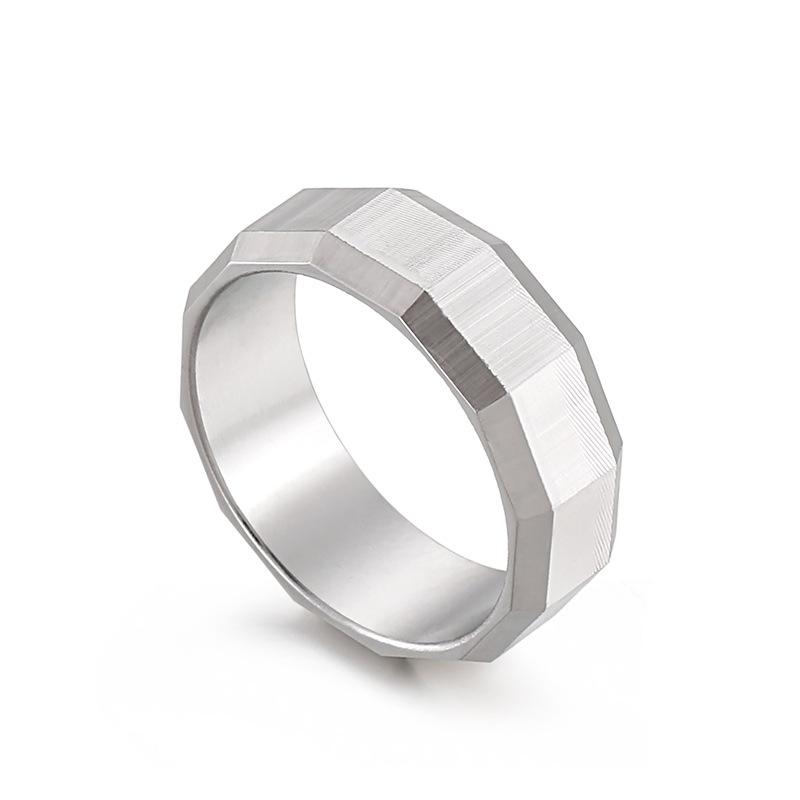 Dark Personality Rounded Edge Ring, Vintage Cut Square Titanium Steel Ring Men'S Jewelry Ring