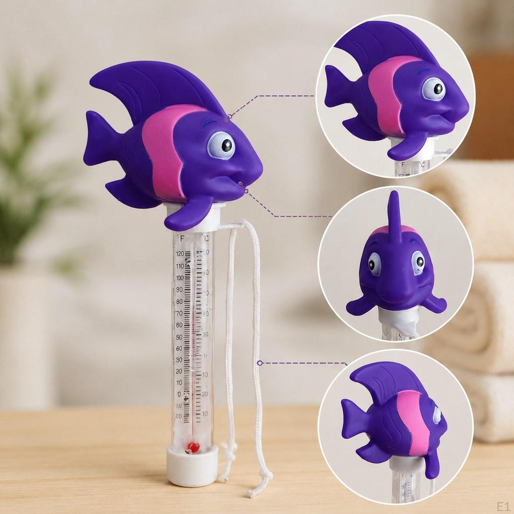 Floating Pool Thermometer Cartoon Easy To Read for Ponds Spas Outdoor Indoor 22x9x6.5cm Purple