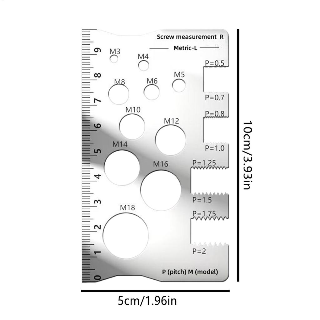 Bolt Thread Checker Bolt and Nut Gauge Screw Measuring Tool Stainless Steel for Hardware Store Electricians Repair Enthusiasts